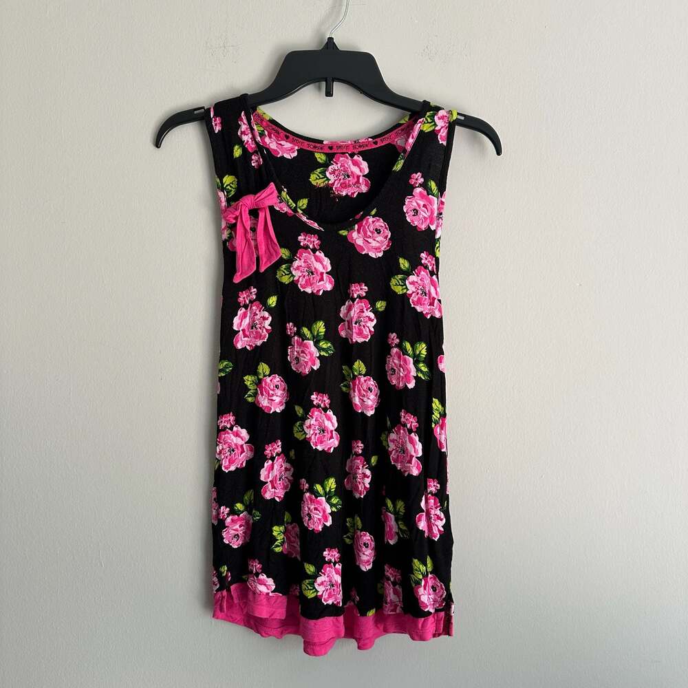 Betsey Johnson Floral Print Tank Top with Bow Detail